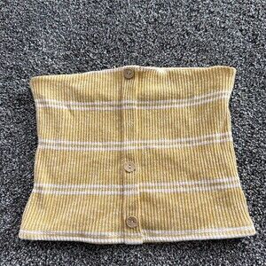 Emmer & Oat Tube Top Womens M Yellow White Stripe Button Front Cropped